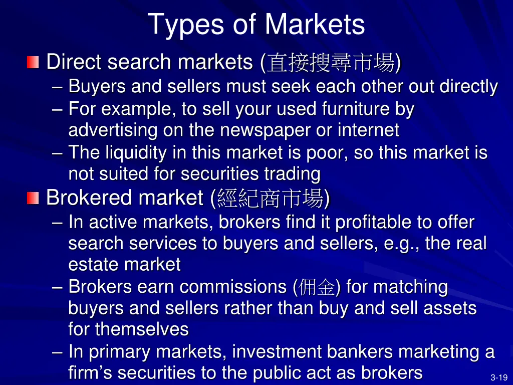 types of markets direct search markets buyers