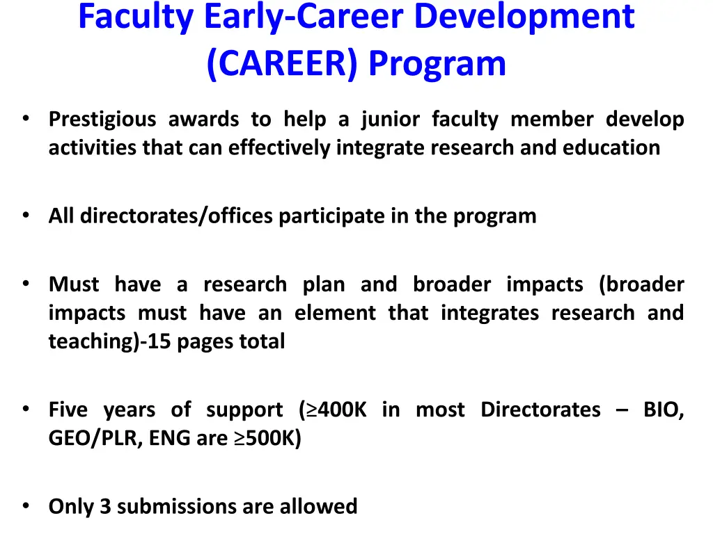 faculty early career development career program