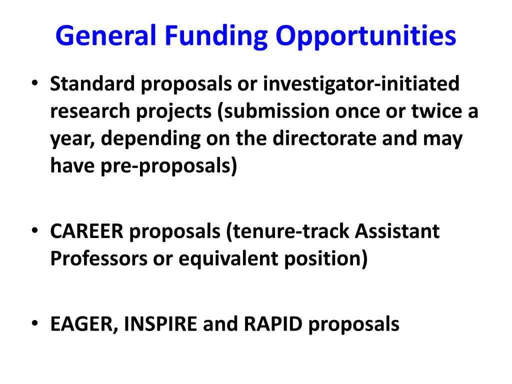 general funding opportunities