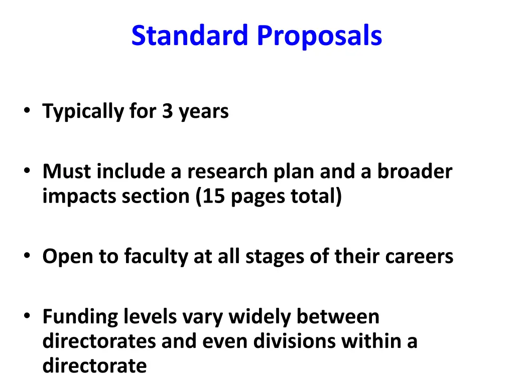standard proposals