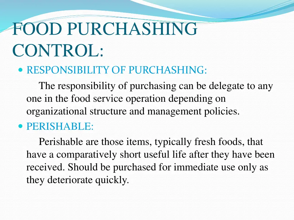 food purchashing control responsibility