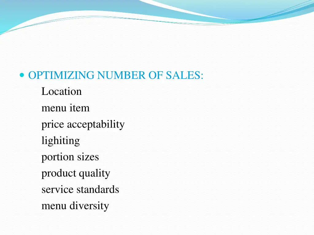 optimizing number of sales location menu item