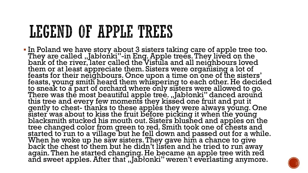 legend of apple trees in poland we have story