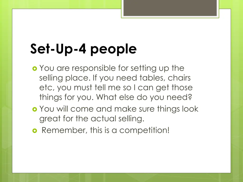 set up 4 people