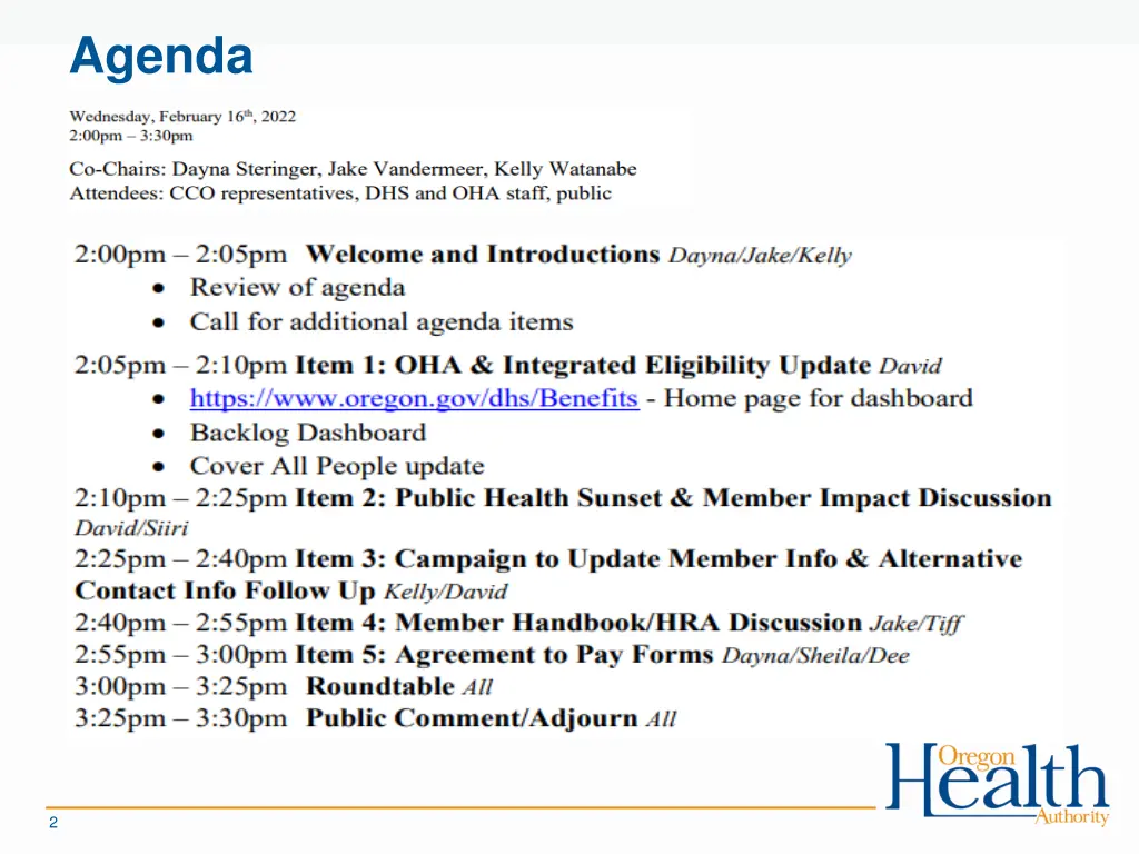 agenda
