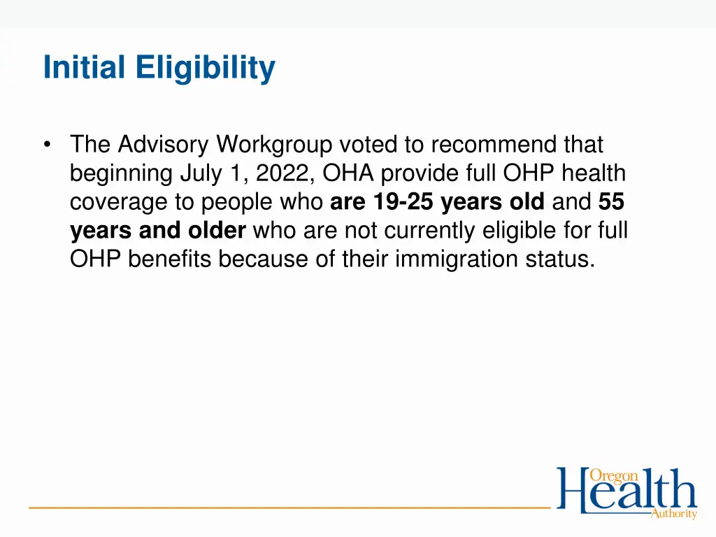 initial eligibility