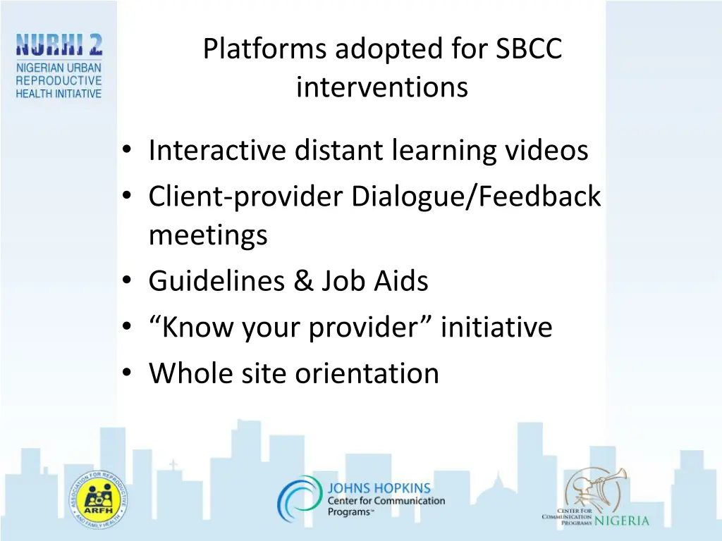 platforms adopted for sbcc interventions