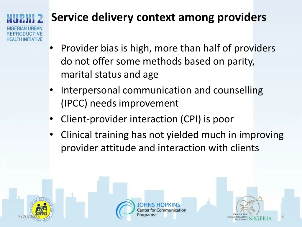 service delivery context among providers