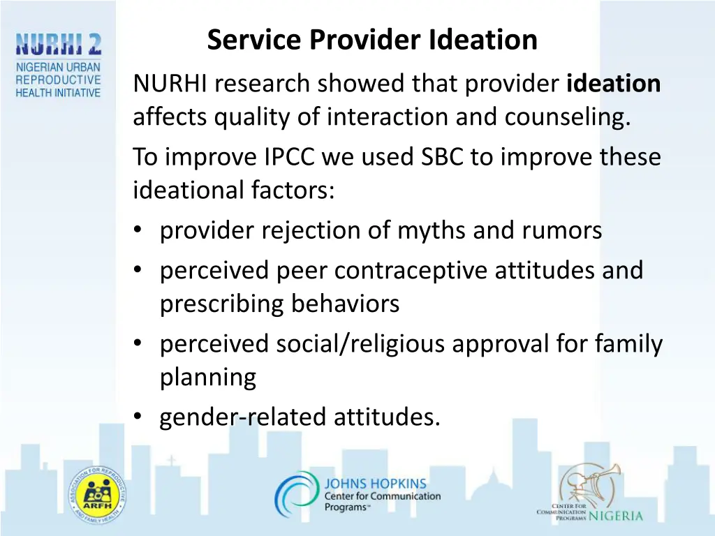 service provider ideation nurhi research showed