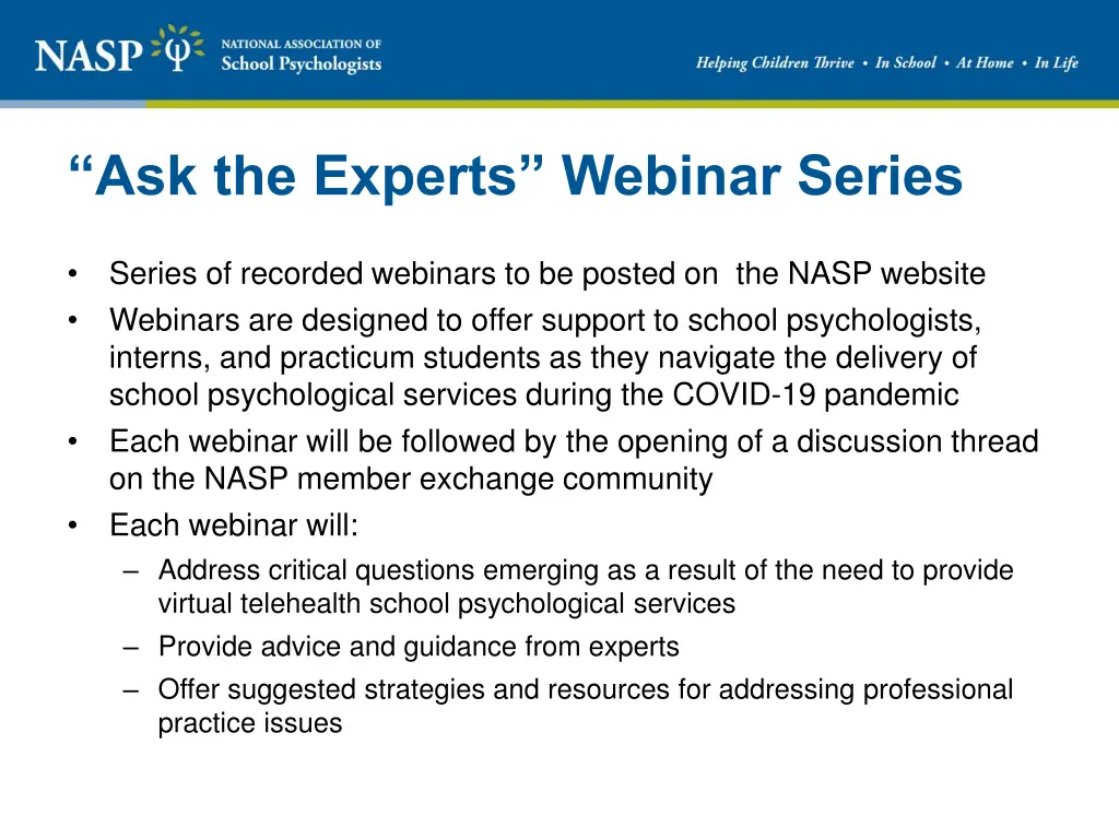 ask the experts webinar series 1