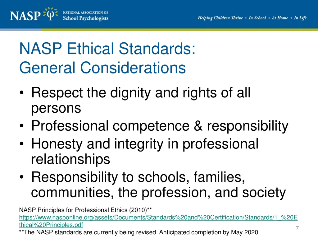 nasp ethical standards general considerations