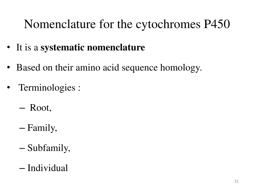 nomenclature for the cytochromes p450