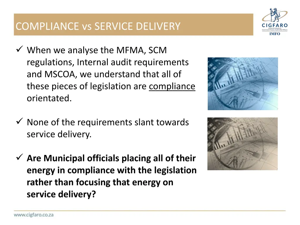 compliance vs service delivery