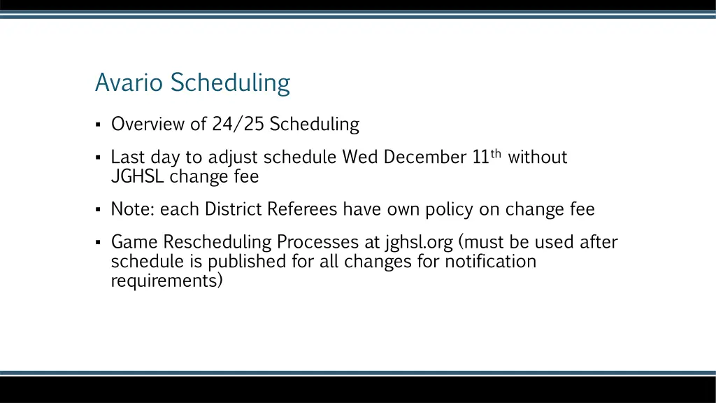avario scheduling