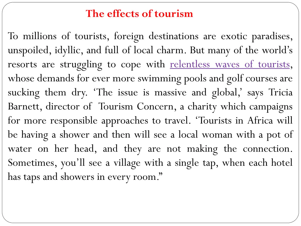 the effects of tourism