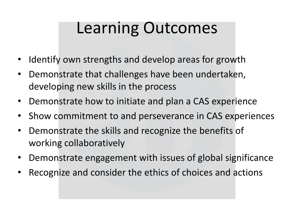 learning outcomes 1
