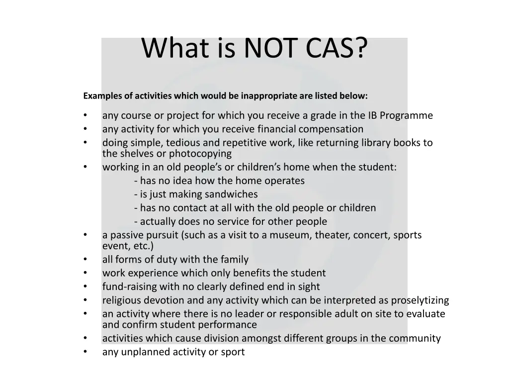 what is not cas