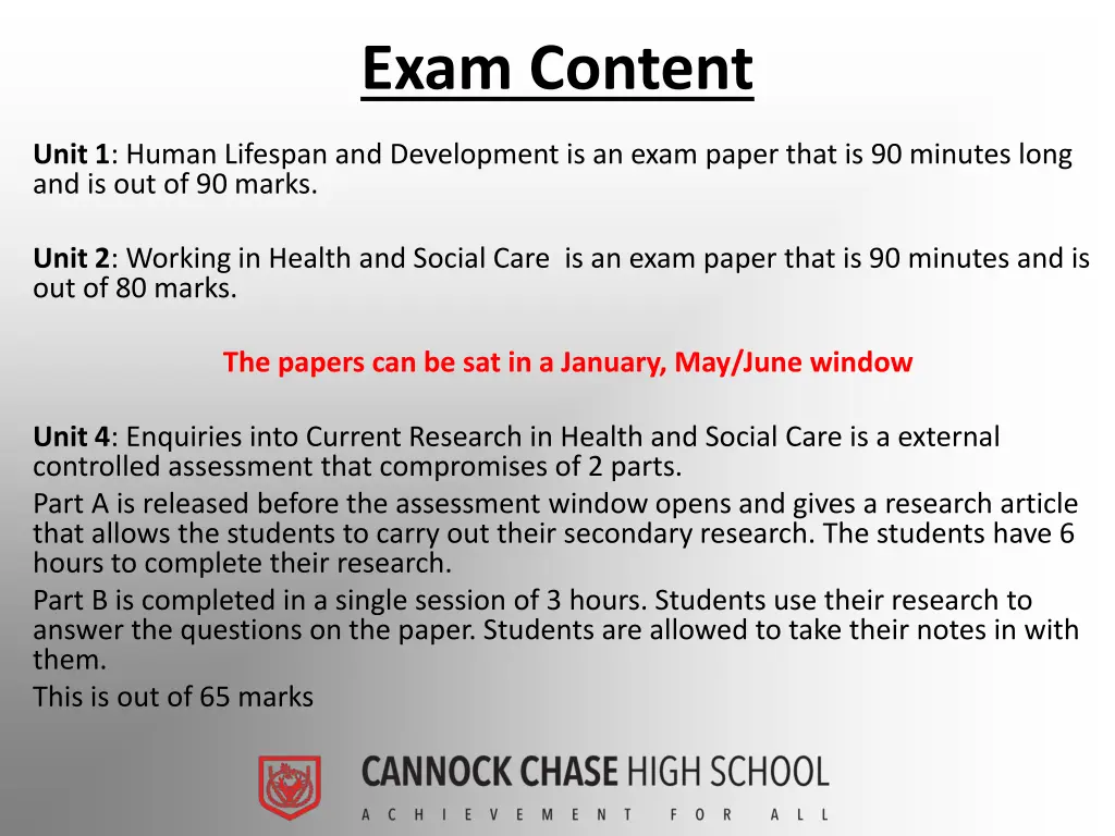 exam content