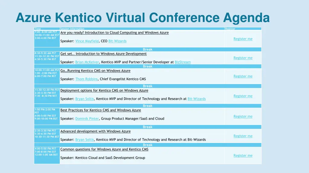 azure kentico virtual conference agenda