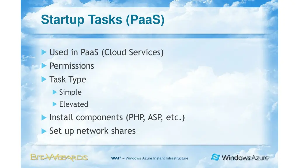 startup tasks paas