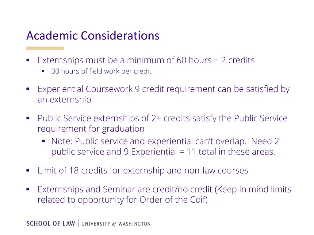 academic considerations