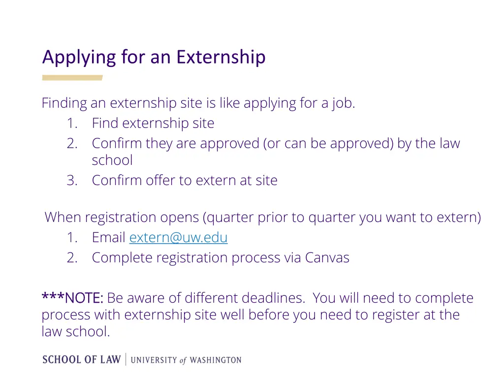 applying for an externship