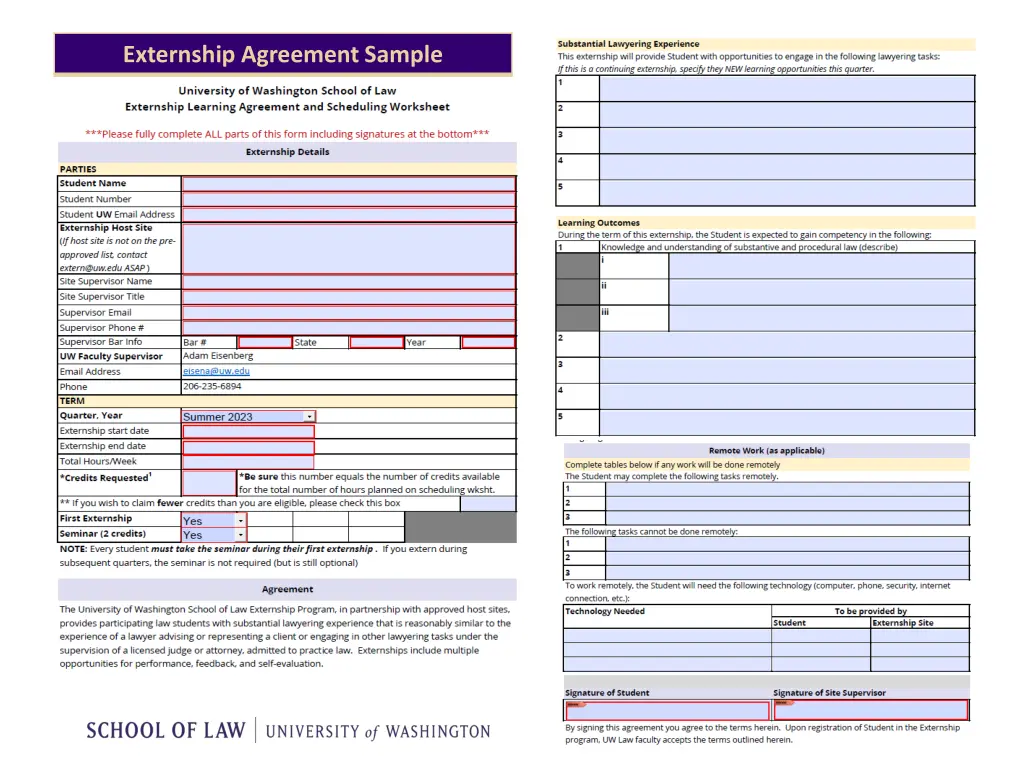 externship agreement sample