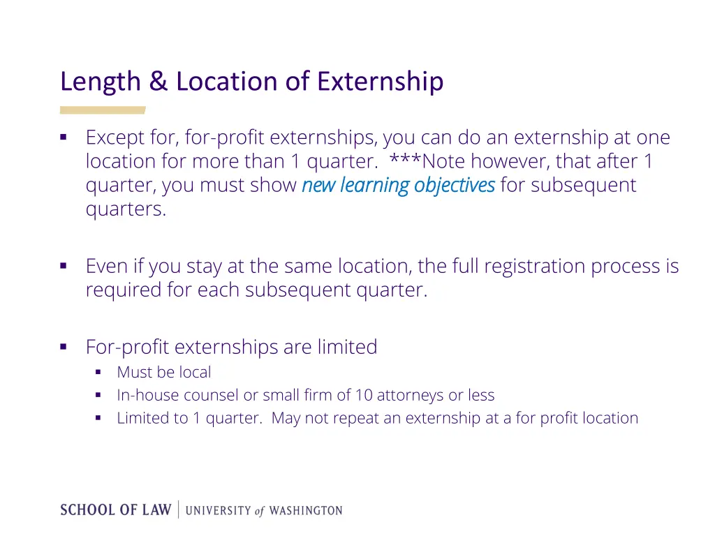 length location of externship
