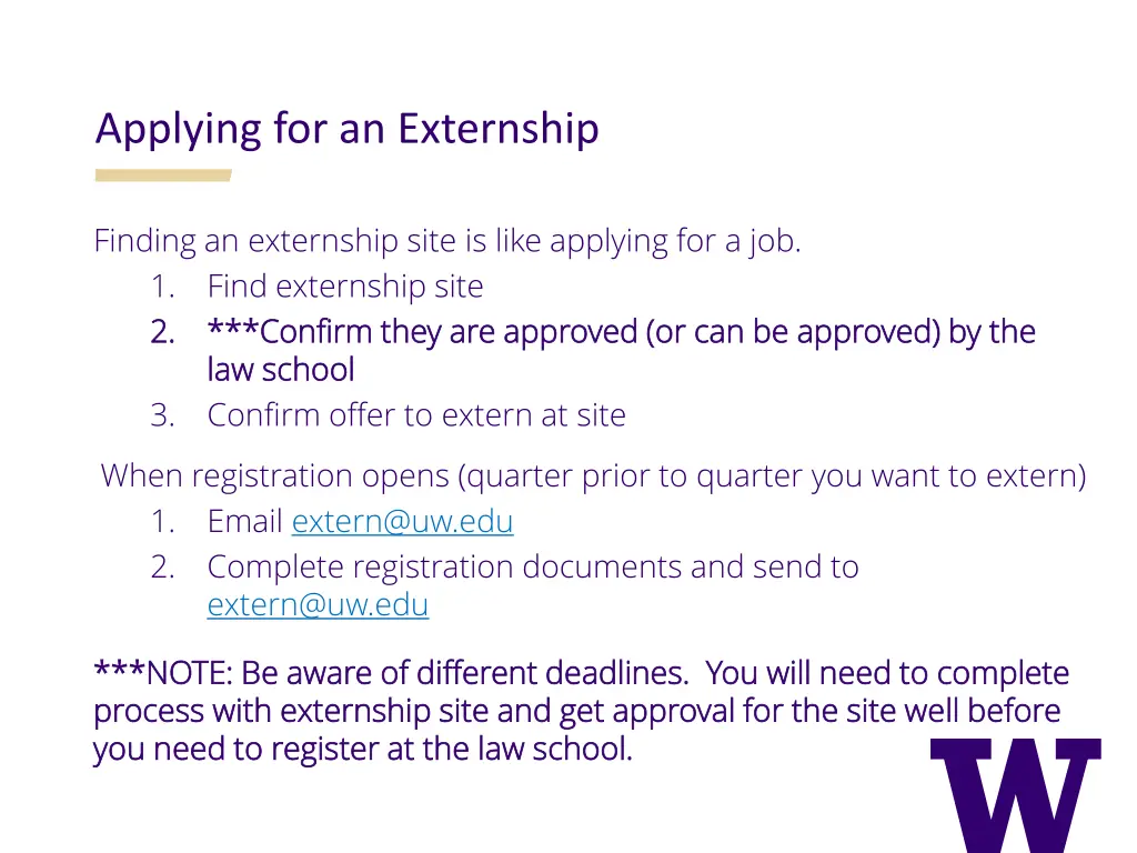 applying for an externship
