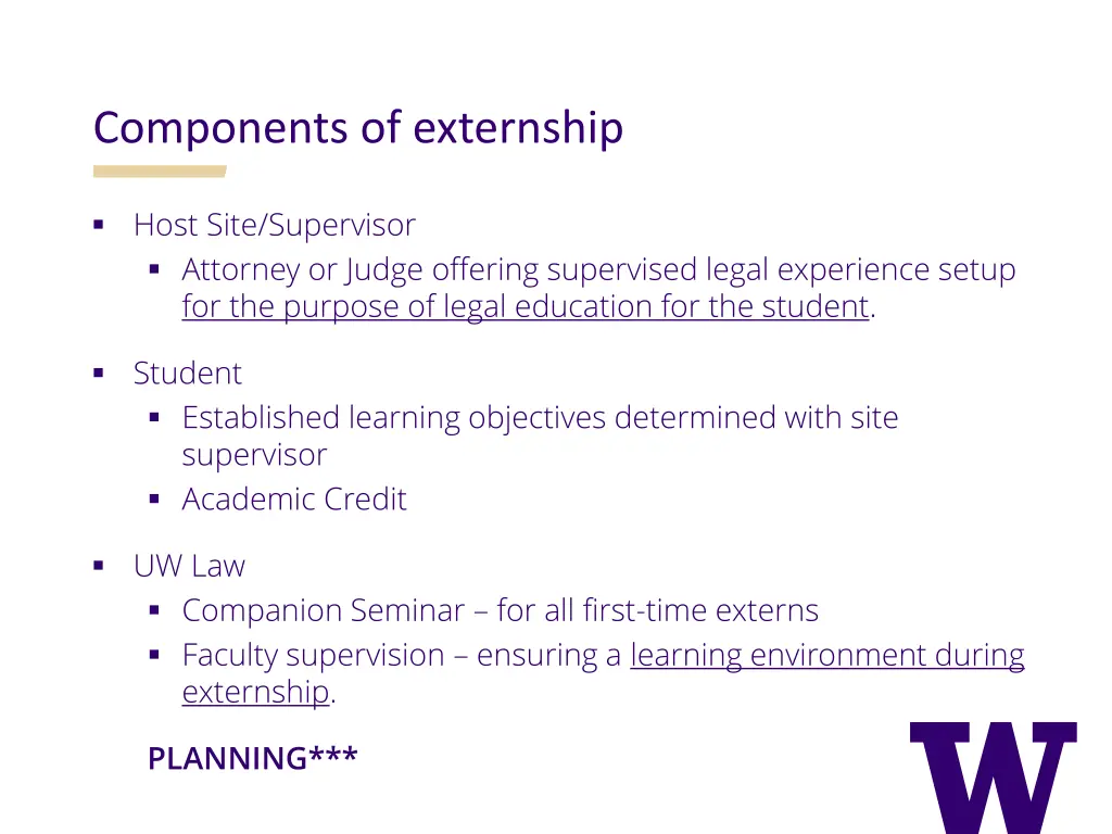 components of externship