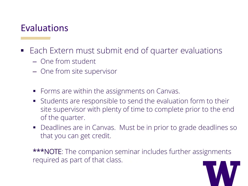 evaluations