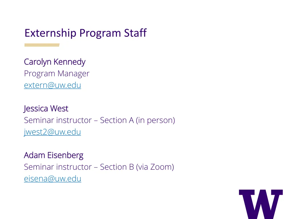 externship program staff