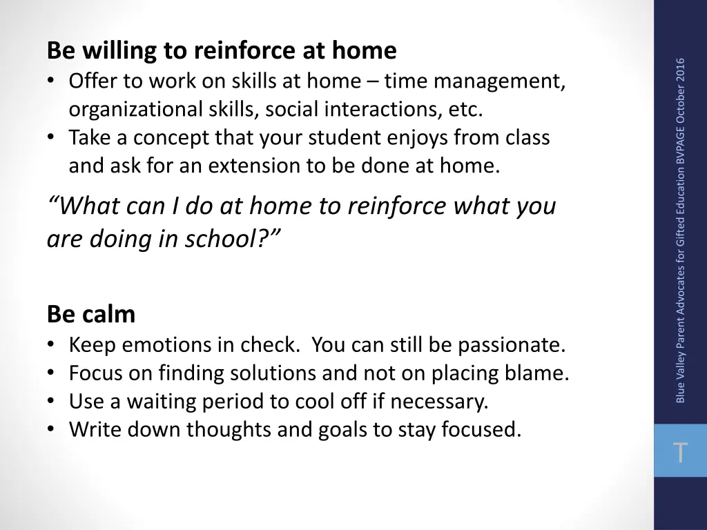 be willing to reinforce at home offer to work