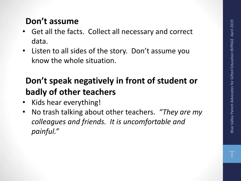 don t assume get all the facts collect