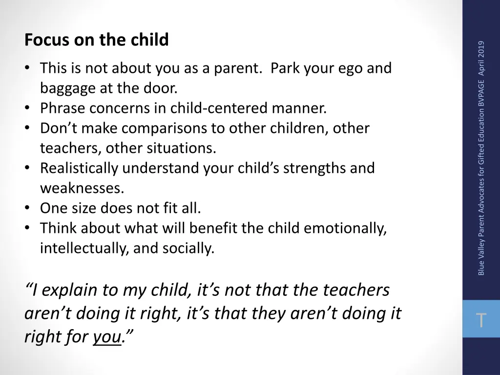 focus on the child this is not about