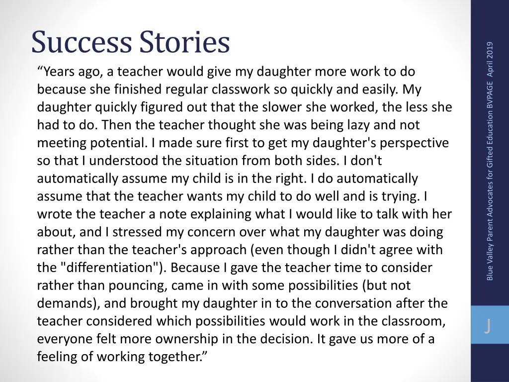 success stories years ago a teacher would give