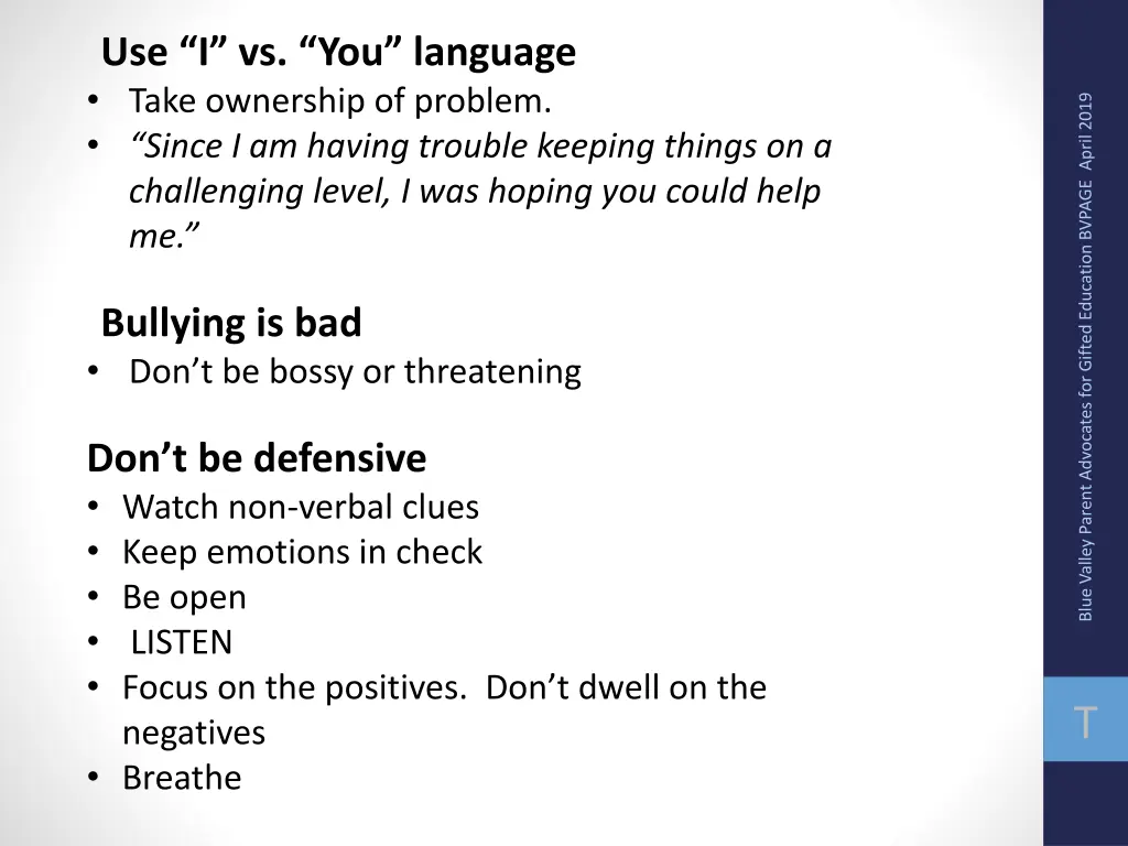 use i vs you language take ownership of problem