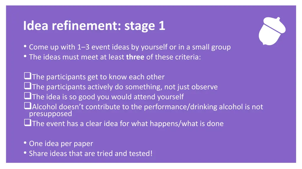 idea refinement stage 1