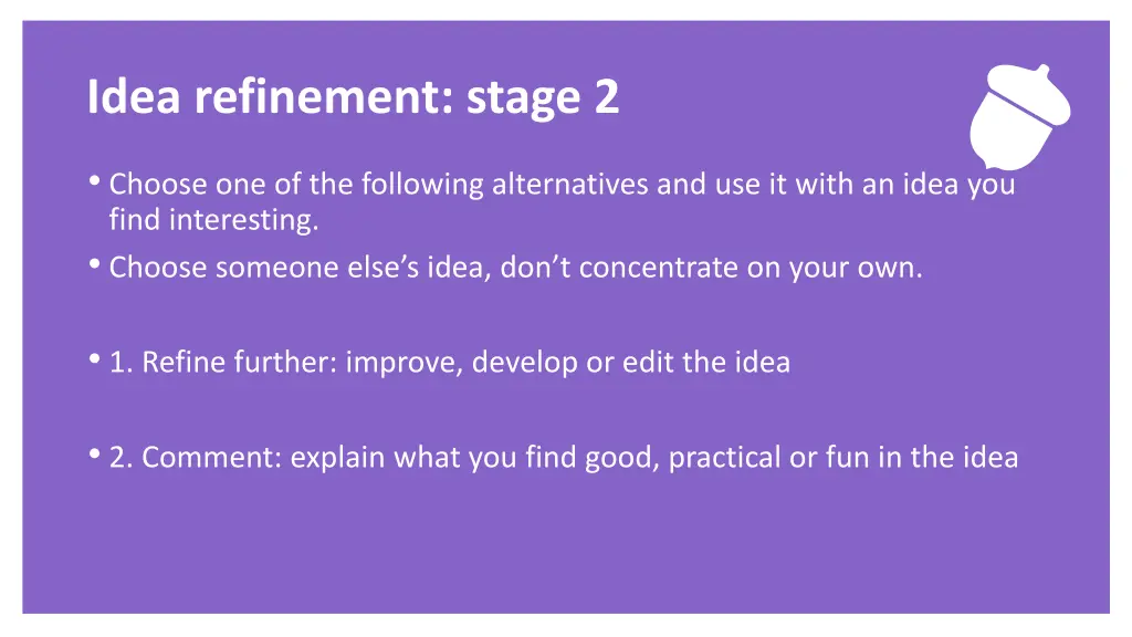 idea refinement stage 2