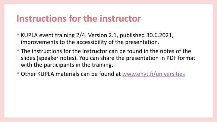 instructions for the instructor