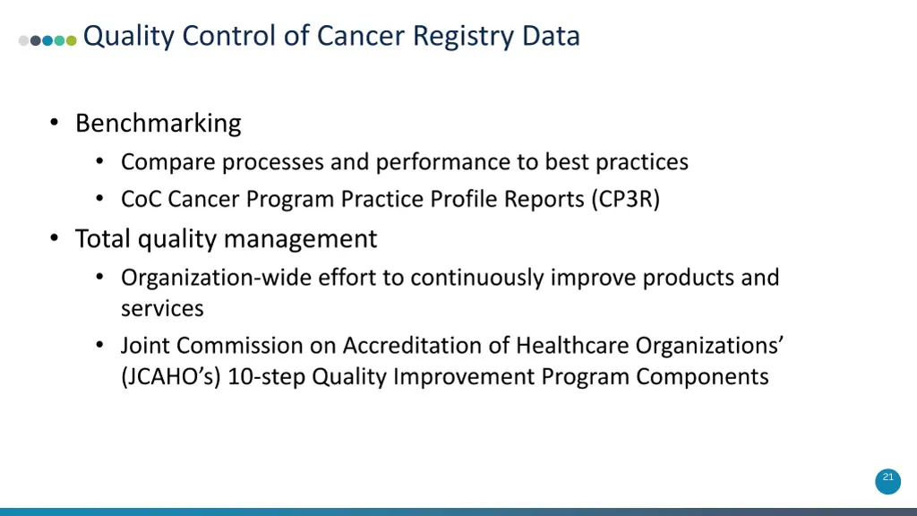 quality control of cancer registry data 17