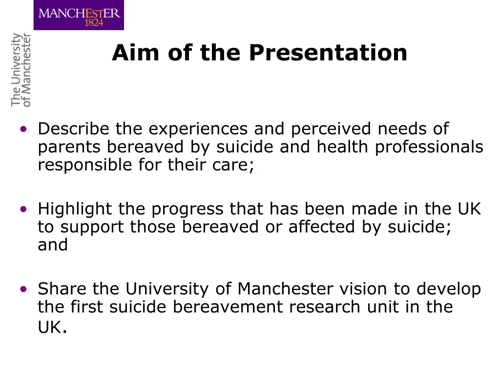 aim of the presentation