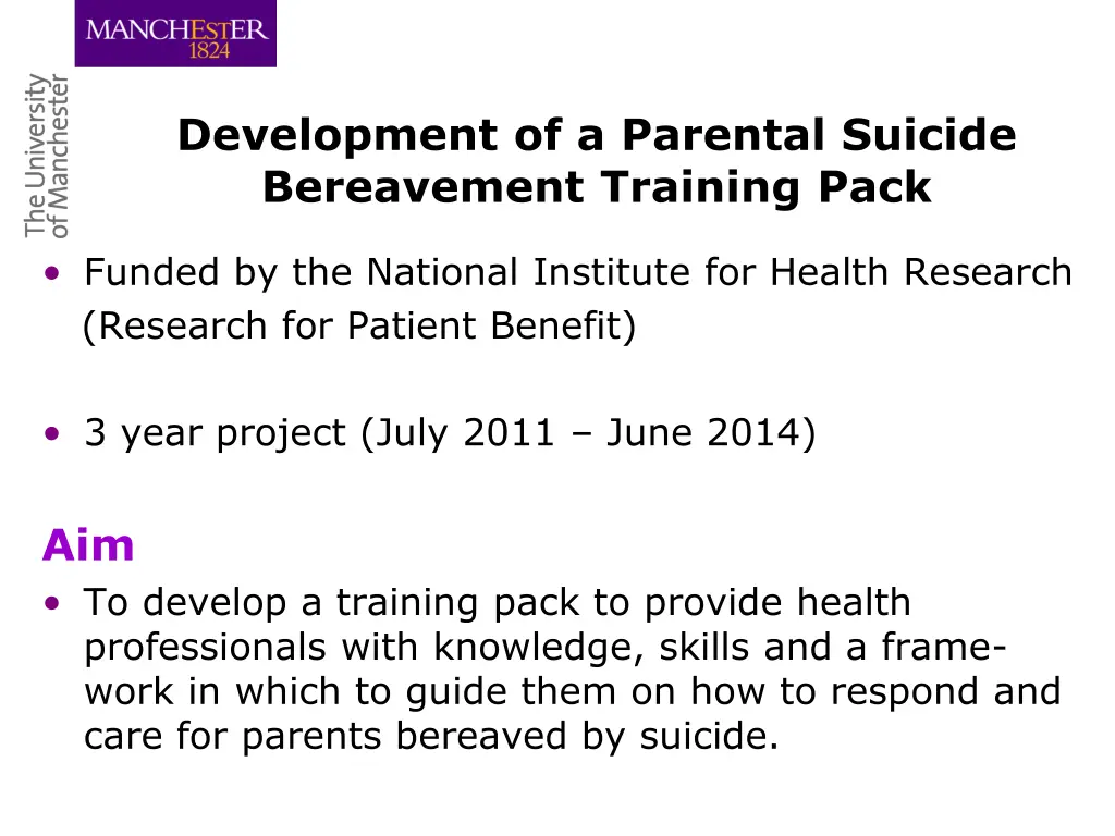 development of a parental suicide bereavement