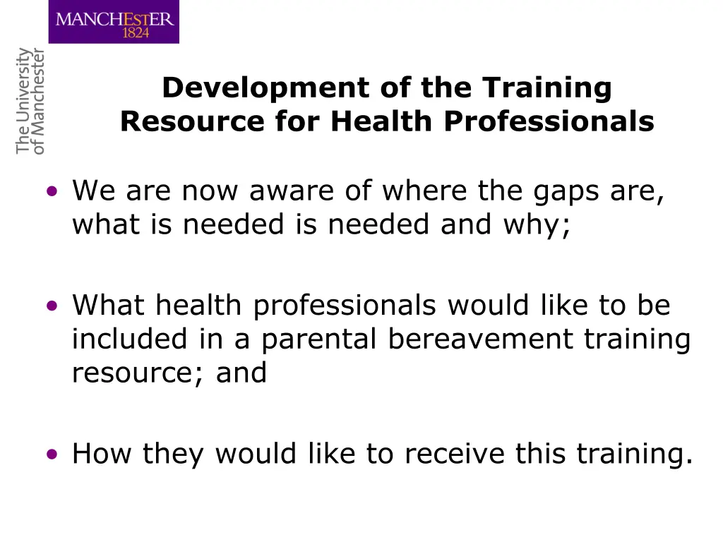 development of the training resource for health