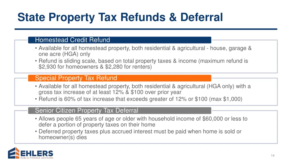 state property tax refunds deferral 1