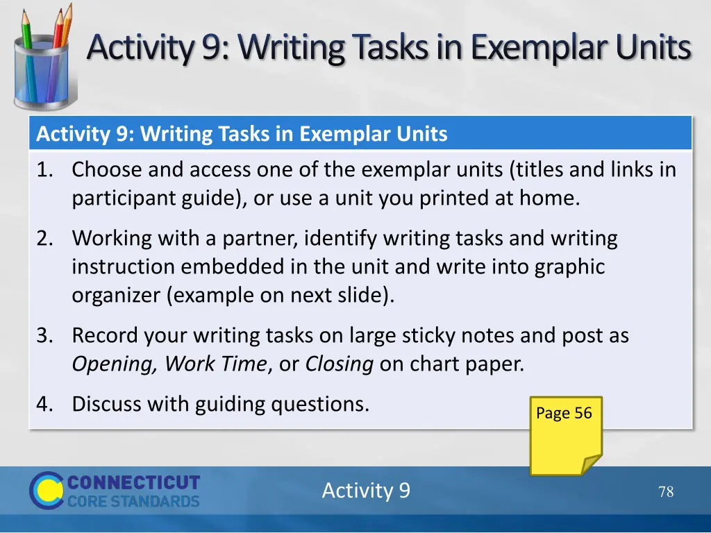 activity 9 writing tasks in exemplar units