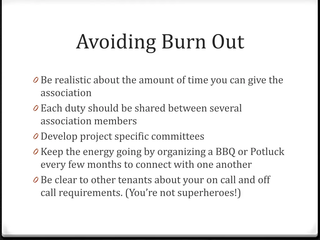 avoiding burn out