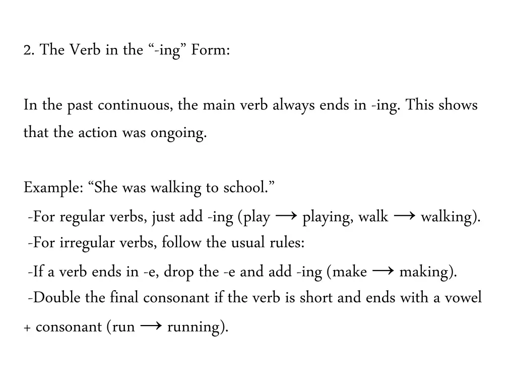 2 the verb in the ing form