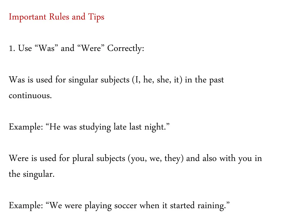 important rules and tips