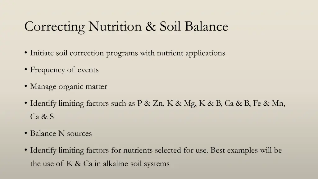 correcting nutrition soil balance
